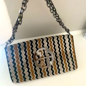 Tory Burch chevron multi color convertible crossbody, clutch, & shoulder bag